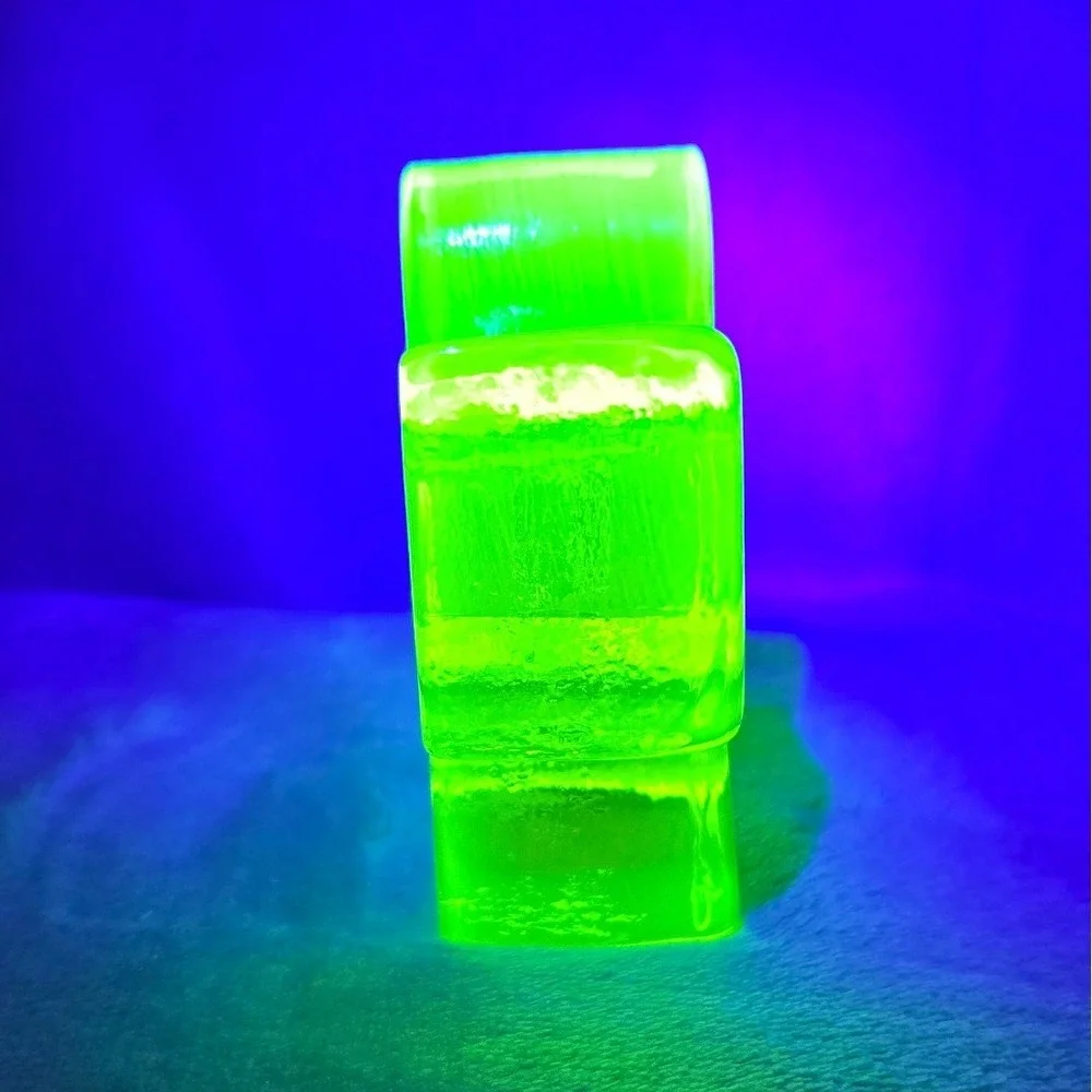 Czech Uranium Vaseline Glass Angel Mini‎ Candlestick Holder Figurine Glowing